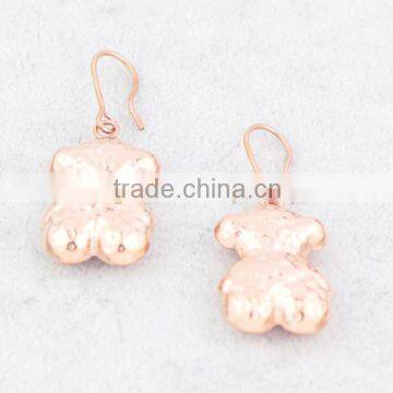 316L stainless steel bear earrings with rose gold plating