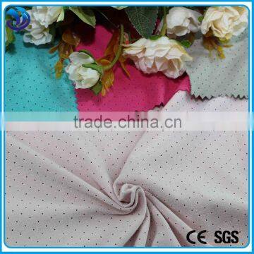 Plain Dyed Weft Knit Stretch Polyester Machine Small Holes Suede Material Fabric