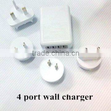 Low price Wholesale EU US UK plug 4 Port USB Wall Charger For Iphone Ipad Samsung