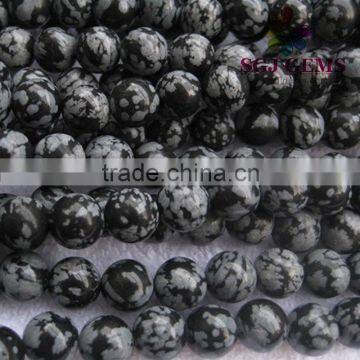 8mm natural snowflake obsidian semi precious stone round beads