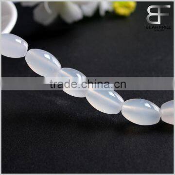 Natural 8*12mm White Agate Smooth Rice Faceted Beads Strand Semi-Precious Gemstone photo-2