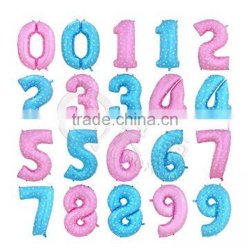 blue pink self inflatable number balloon foil 40" helium