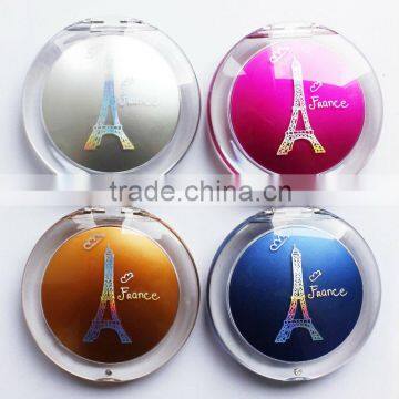 2014 newly customized logo promotional gift mirror with one side tower pattern for ladies,ME106A