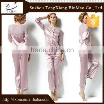 100% silk pajama;with elegant less for women