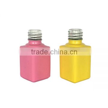 0.25oz pink and yellow color coating square shape nail polish bottles, 100% lightproof glass nail glue packaging bottle