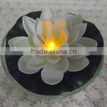 EVA Floating Artificial Lotus With Tealight/White Water Lily