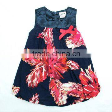 ( H3682 ) Navy 2-6Y Nova kids fashion wear 2015 good feeling summer sleeveless floral satin girls dress