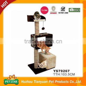 High Quality Simple Design Professional Jute Fabric Embroided Flowers Cat Scratching Tree