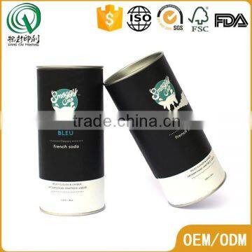 Cheap recyclable custom logo black cylinder cardboard wine box wine cylinder box with metal lid