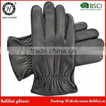 Fashion Men Gloves Winter Super Warm Men Black Full Finger Deer Leather Car Driving Gloves