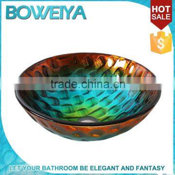 Chinese Bathroom Furniture Foshan Molded Sink Round Tempered Glass Face Basin