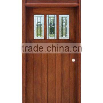 Single Front Entry Solid Wood Glass Door Design