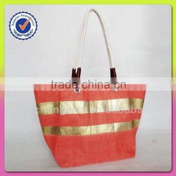 High quality fashion tote beach bag with polyester and paper straw shoping handbags cotton handle