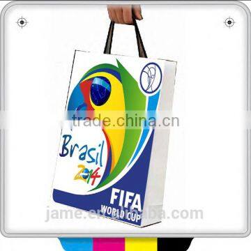 Professional custom t shirt picture paper bag printing support 2014 brazil world cup