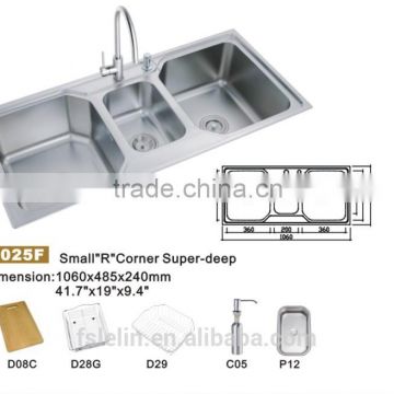 LELIN stainless steel kichen sinks with double bowls LL-7025F