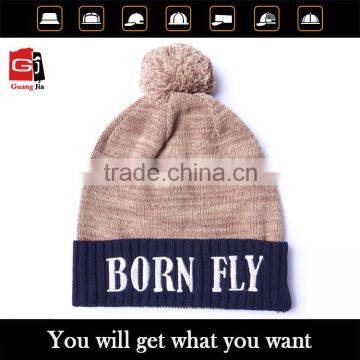 2015 Cheap Beanie Cap Custom Knitted Pom Beanie Hat Wholesale