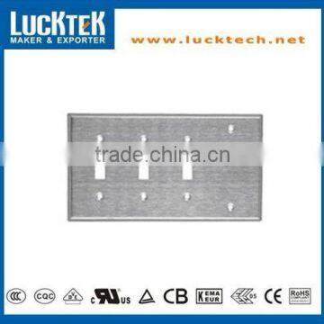 Combination 4 Gang - 1 Blank and 3 Toggle Metal Wall plates