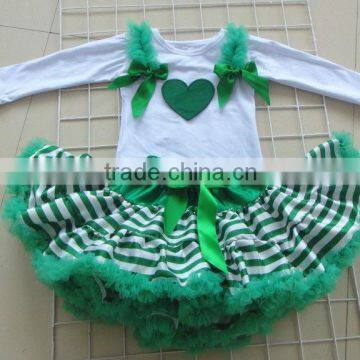 2013 LONG SLEEVE Saint Patrick's Day Pettiskirt in Set with Cotton Top for Infant &Toddler Girls