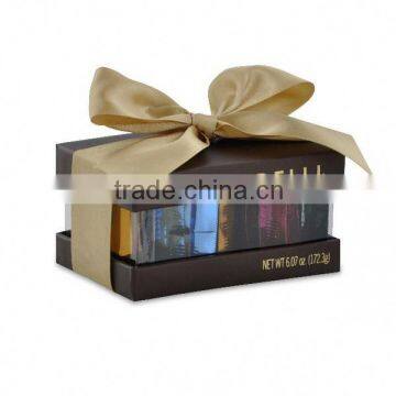 Brown Chocolate Window Packaging Box With Ribbon