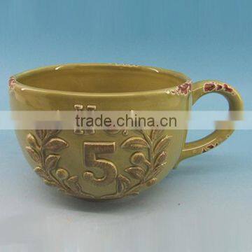 2016 Hot Sale Embossed Ceramic Mug ,ceramic Emboss Mug Wholesale photo-2