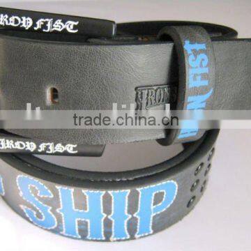 Men bull leather tatoo belts