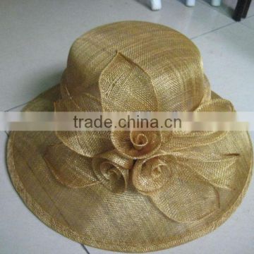 Formal sinamay hat with feather flower