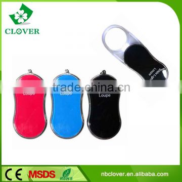 Plastic material folding and portable magnifier with led