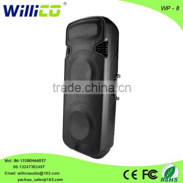 WILLICO double 15" big power speakers with bluetooth function, trolley plastic speakers WP-8