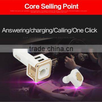 Two USB Port Car Charging Bluetooth Oxygen Bar With Bluetooth Wireless Headset for Iphone Android Phone photo-6