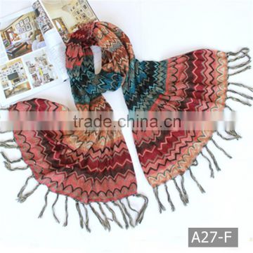 A27-F Spring & Autumn Long comfortable colorful decorative lady woven scarf