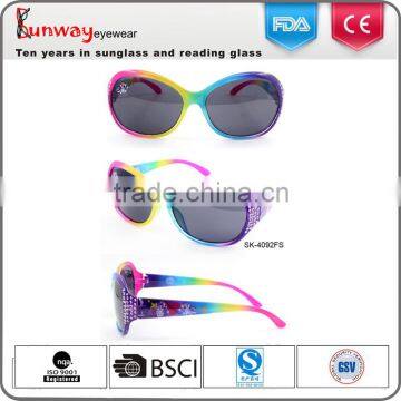 Eyewear Frame Kids Sunglasses Rainbow Effect Coating With Diamonds 2016