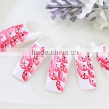 70pcs pre-design French artificial nails Printed flower false nails