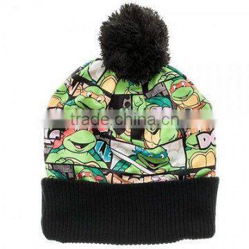 custom pom animal SUBLIMATED printed beanie