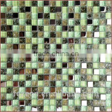 Modern decorative stainless steel mix glass mosaic tile