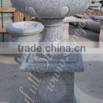 Polished Grey Granite Stone Pot