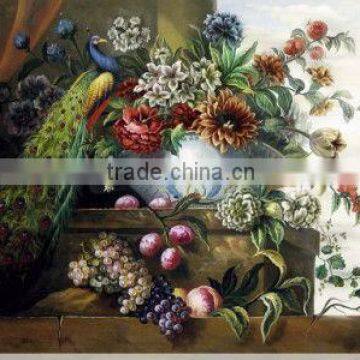 The peacock flowers design cloth painting