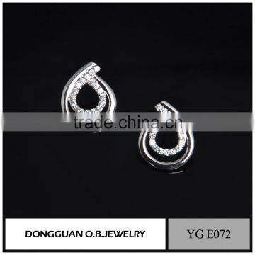 Top Quality Wedding Jewelry Real Silver Plating Diamond Stud Earring For Women