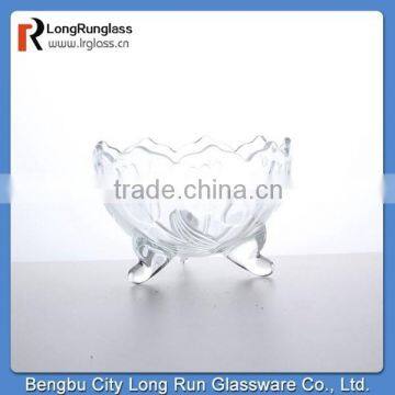 LongRun personalized rose bud design tripod glass candy dish