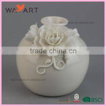 Custom White Cereamic Essential Oil Diffuser With Flower Design photo-2
