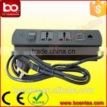 Partition/Tabletop Mount Multiple Universal Power Socket With Network Data and Switch