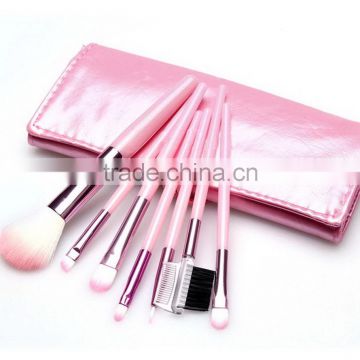 7 pcs Makeup Brushes Set Foundation Eyeshadow Eyeliner Blusher Leather Case