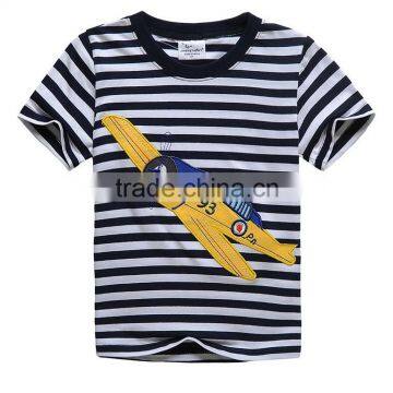 2016 New children striped short sleeve T-shirt cartoon printed baby boys t-shirts cotton clothing kids tees girls tops