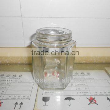 clear Hexagon glass jam and honey jar