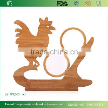 WR003/100% bamboo Material Hot Sale Rooster Shaped Folding Bamboo Wine Rack