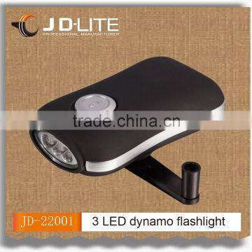 Colorful 3 led hand crank flashlight generator torch light