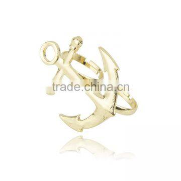 Fashion jewelry boat anchor dual silver ring