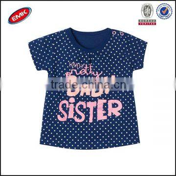 newest fashion dots and letter printed baby girl t-shirt