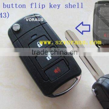 New key To 3 button flip key shell (TOY43) Logo not included.