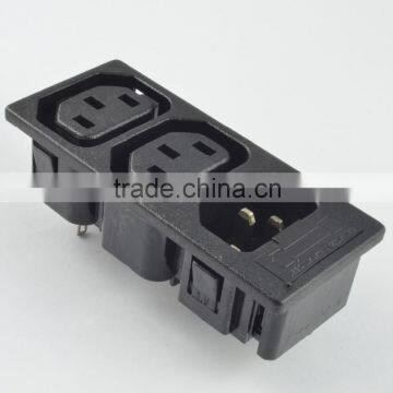 IEC 320 C13 C14 fuse 3-gang socket outlet