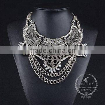 high quality vintage rhinestone chunky statement necklace tin alloy fashion women pendant necklace 6390106